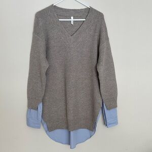 Avantlook Gray & Light Blue Layered Sweater Tunic L Unique
